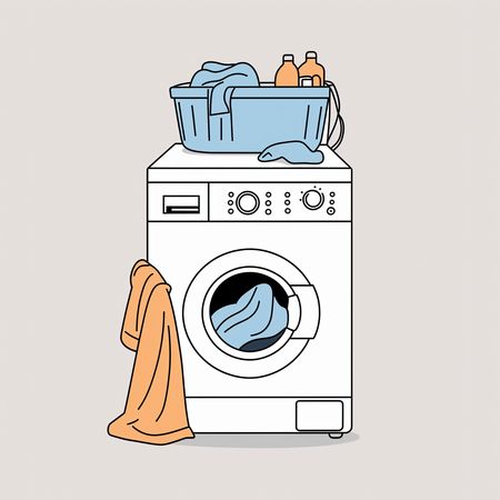 Free Illustration Of A Washing Machine With Laundry Items.  AI Image