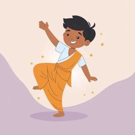 Free Indian Happy Child Dancing Joyfully  AI Image