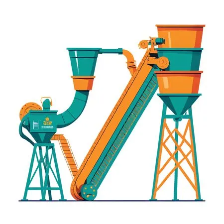 Free Industrial Machinery With Silos And Conveyor  AI Image
