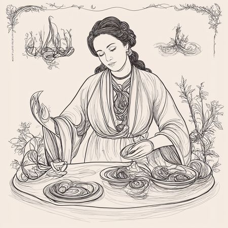 Free Jugendstil, Frau, Mit, Blumenmotive  KI-Bild