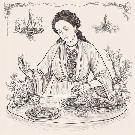 Free Jugendstil, Frau, Mit, Blumenmotive  KI-Bild