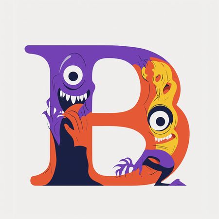 Free Letter B With Monsters  AI Image