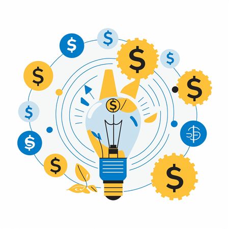 Free Lightbulb Surrounded By Financial Symbols And Gears  AI Image