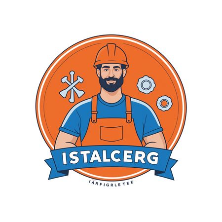 Free Logo Of A Worker In Overalls And Helmet  AI Image