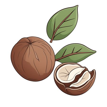 Free Macadamia Nut With Leaves  AI Image