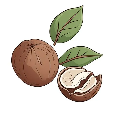 Free Macadamia Nut With Leaves  AI Image