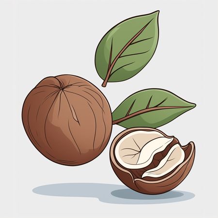Free Macadamianuss mit Blättern  AI Image