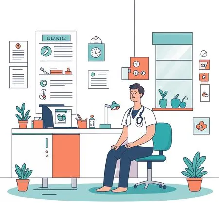 Free Male Doctor Sitting In A Medical Office  AI Image