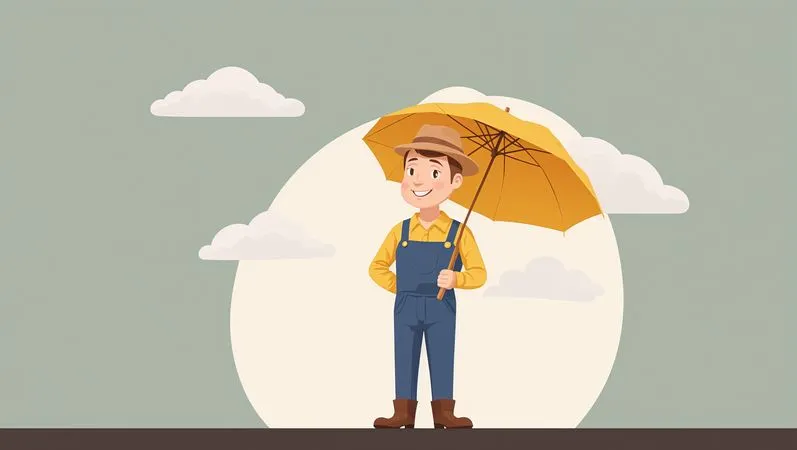 Free Male Farmer With Umbrella  AI Image