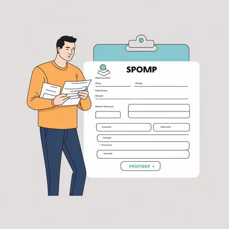 Free Man Filling Out Form On Clipboard  AI Image