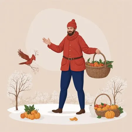 Free Man Harvesting In Autumn Scene  AI Image