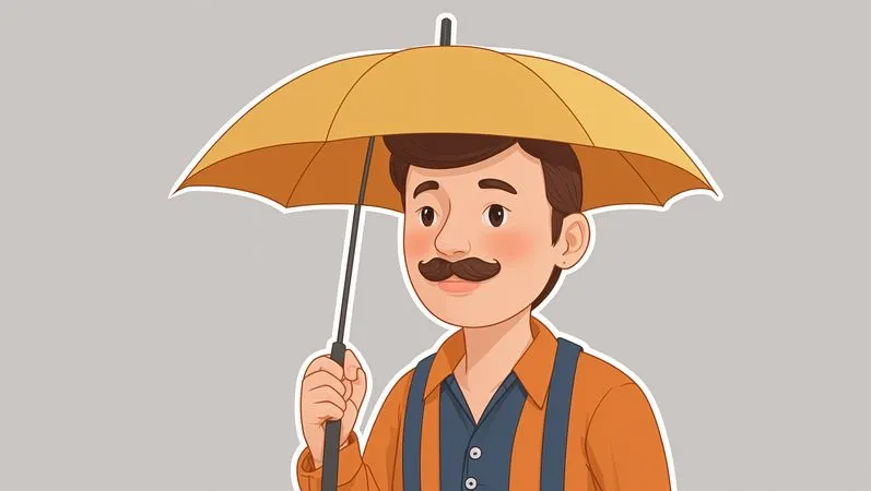 Free Man Holding Umbrella  AI Image