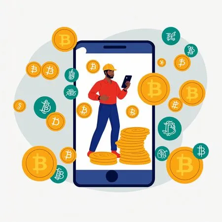 Free Man Using Phone App For Cryptocurrency Transactions  AI Image