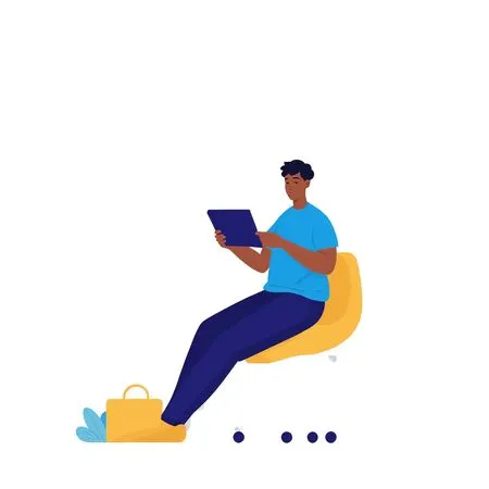 Free Man Using Tablet In Digital Workspace  AI Image
