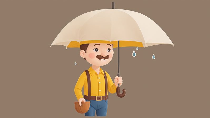 Free Man With Umbrella  AI Image