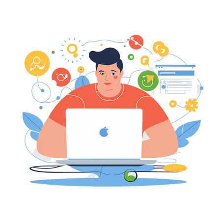 Free Man working on laptop  AI Image