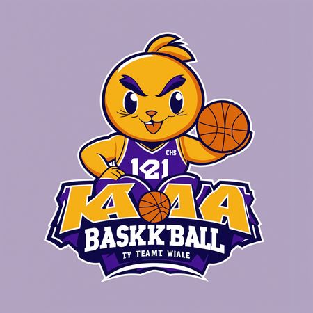 Free Mascota sosteniendo una pelota de baloncesto en un logotipo deportivo  Imagen AI