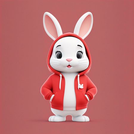 Free Lapin mignon portant un sweat à capuche  Image IA