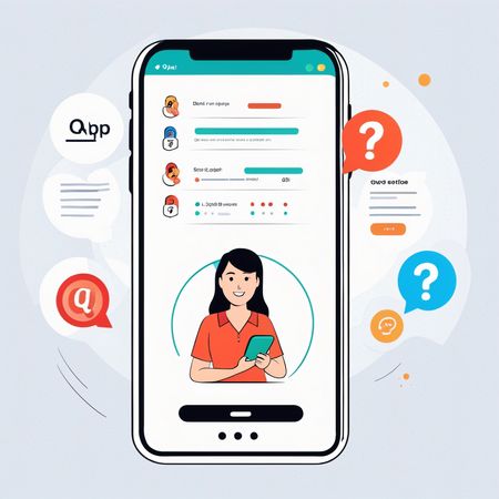 Free Mobile App Interface With User Holding Device  AI Image