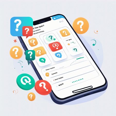 Free Mobile Quiz App Interface With Question Marks  AI Image