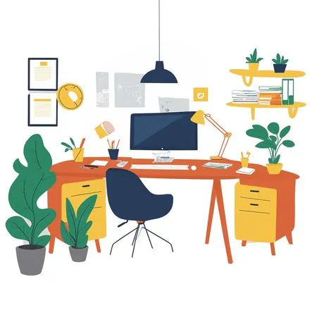 Free Modern Home Office Setup  AI Image