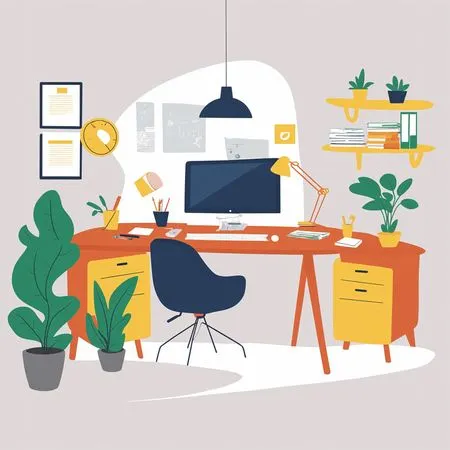 Free Modern Home Office Setup  AI Image