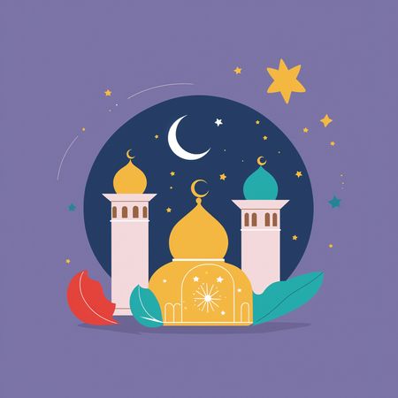 Free Mosquée avec croissant de lune et étoiles  Image IA