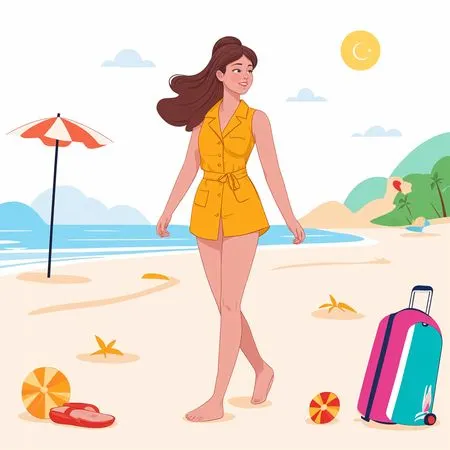 Free Mulher aproveitando um dia ensolarado na praia  Imagem de IA
