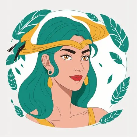 Free Mythical Goddess With Decorative Foliage  AI Image