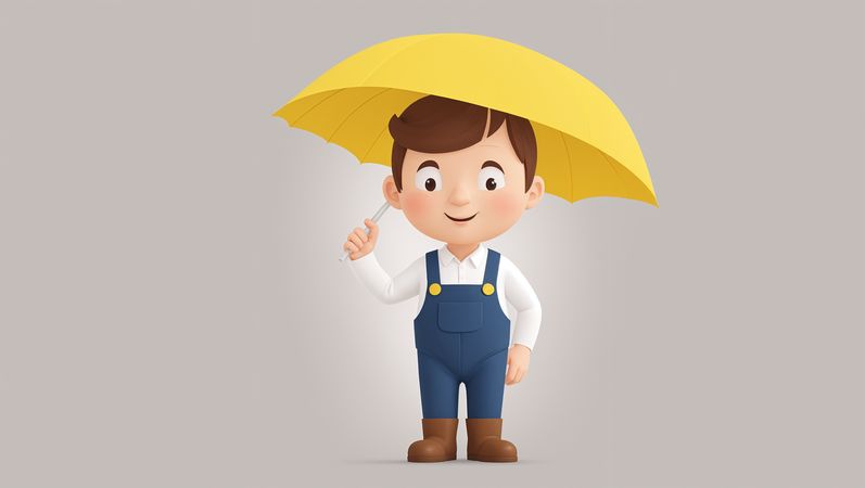 Free Niño sosteniendo un paraguas amarillo  Imagen AI