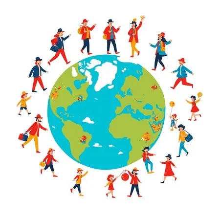 Free People Traveling Around Globe  AI Image