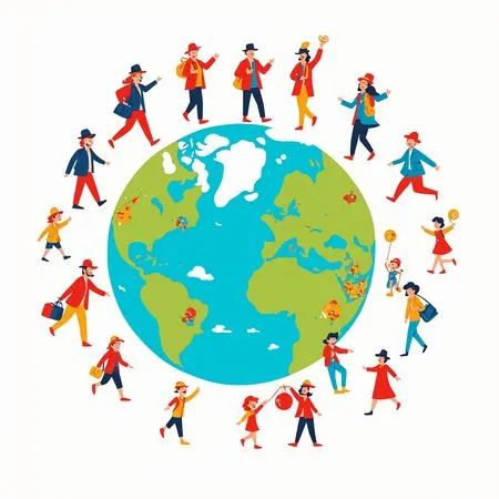 Free People Traveling Around Globe  AI Image