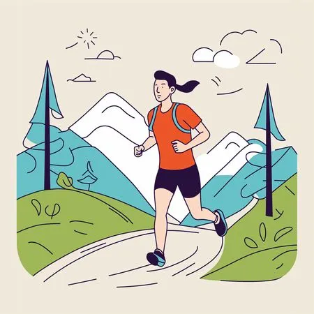Free Person Jogging On A Mountain Trail  AI Image