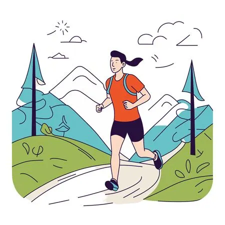 Free Person Jogging On A Mountain Trail  AI Image