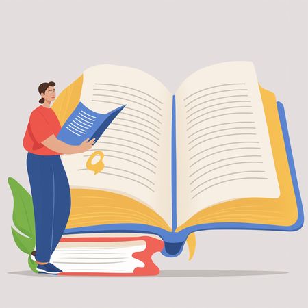Free Person Reading Giant Book  AI Image