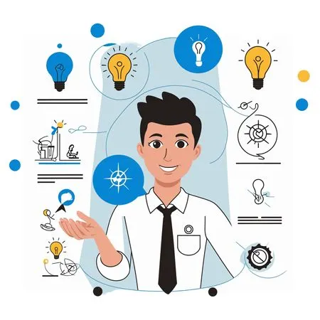 Free Person With Ideas And Light Bulbs  AI Image