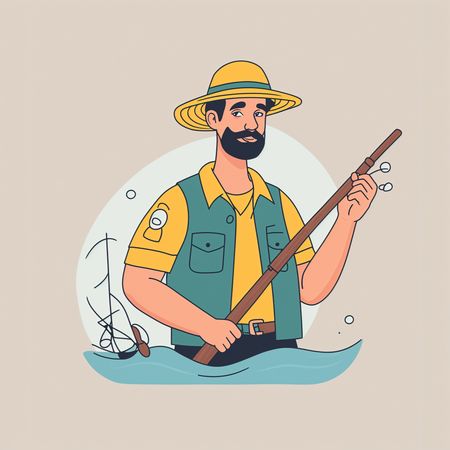 Free Pescador con caña de pescar  Imagen AI