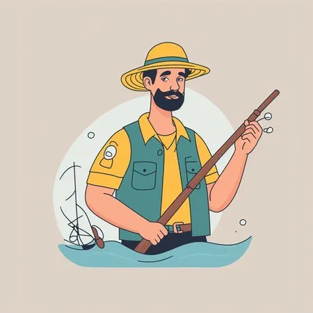 Free Pescador con caña de pescar  Imagen AI