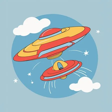Free Playful UFOs In The Sky  AI Image