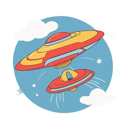 Free Playful UFOs In The Sky  AI Image