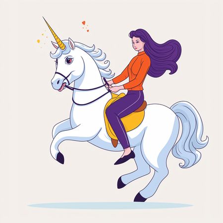 Free Princess Riding Unicorn With Stars Around  AI Image