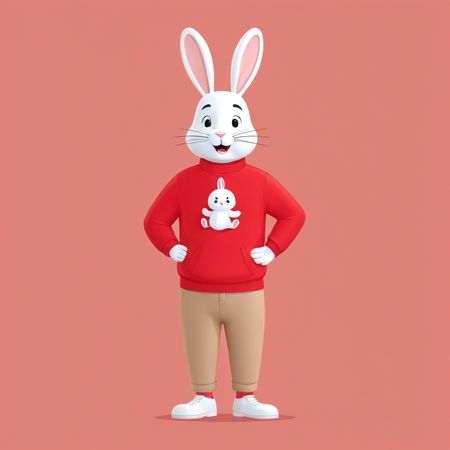 Free Rabbit Character In A Sweater  AI Image
