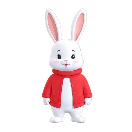 Free Rabbit In A Red Jacket  AI Image