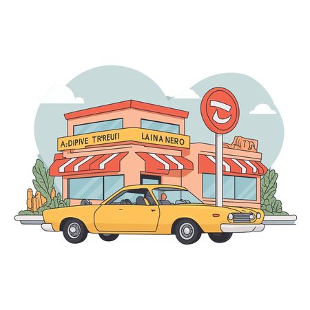Free Retro Car At A Diner  AI Image