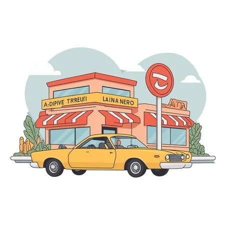 Free Retro Car At A Diner  AI Image