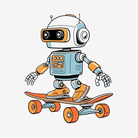 Free Robot Doing Skateboarding  AI Image