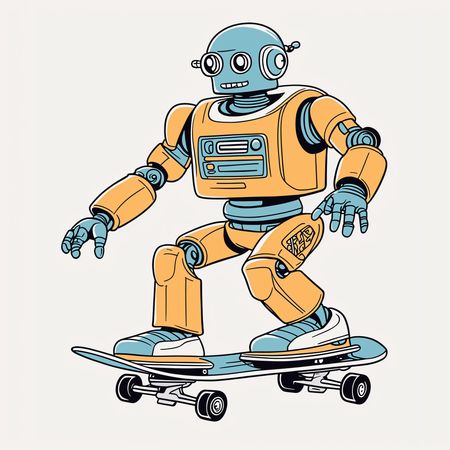 Free Robot Doing Skateboarding  AI Image
