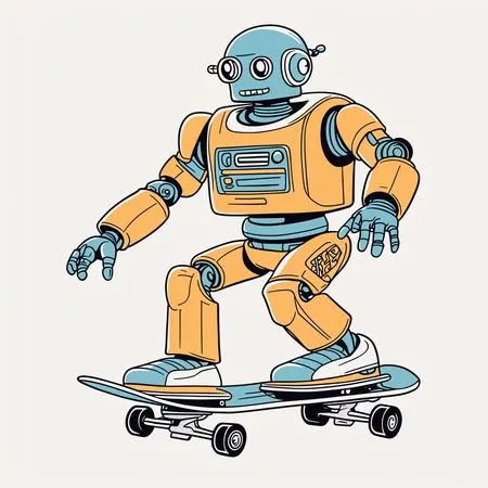 Free Robot Doing Skateboarding  AI Image