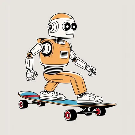 Free Robot Doing Skateboarding  AI Image