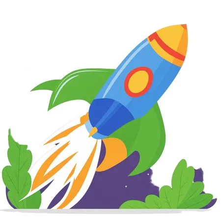 Free Rocket Launching Into Space With Green Elements  AI Image
